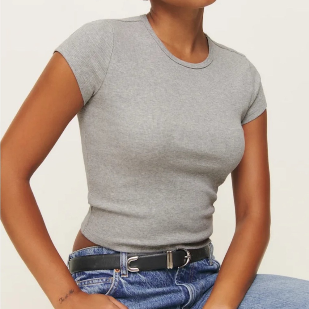 Reformation Gray Short Sleeve Tee